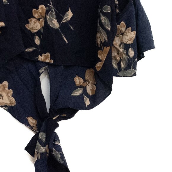 Windsor Teens Floral Knot Hem Sleeveless Top V-Neck Navy & Brown Size M - Picture 8 of 8